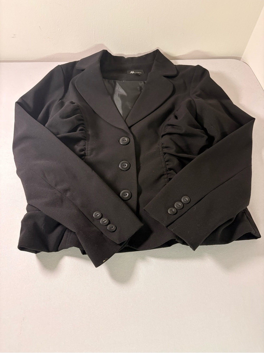 AB Studio Black Ruffled Waist Blazer Jacket
